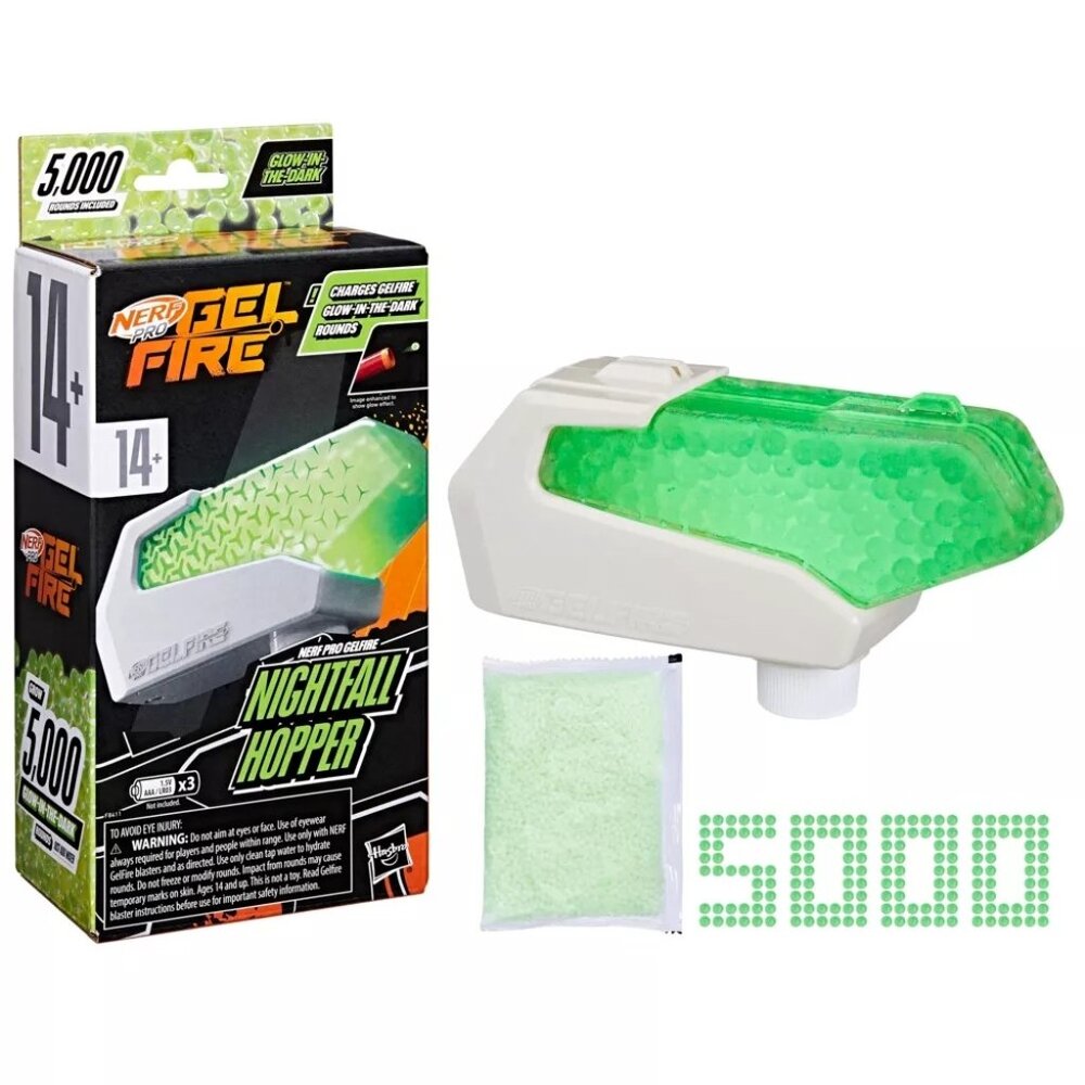 Nerf Pro Gelfire Nightfall Hopper Glow In The Dark Rounds 5000 Capacity